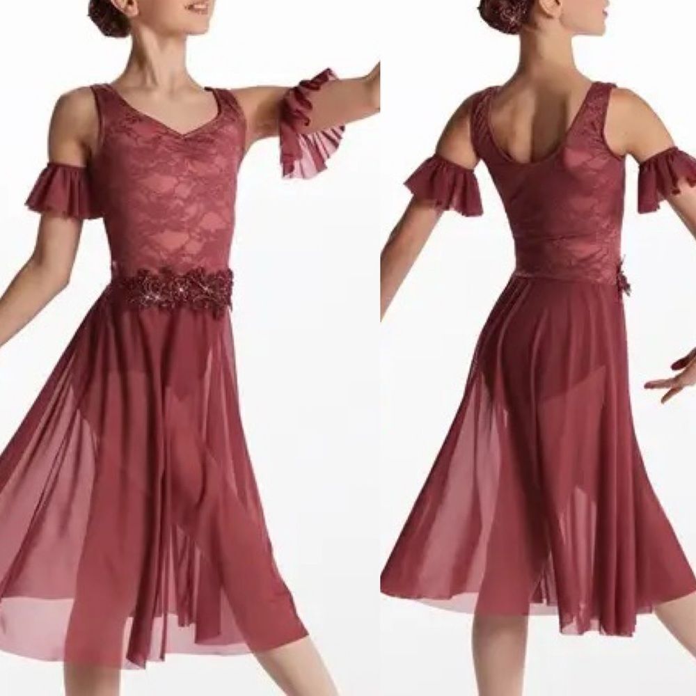 WEISSMAN Dance costume dress ballet lyrical dusty pink mauve A Fuoco 15892 LC